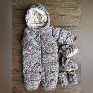 Baby Gap Floral One Piece Puffer Suit 6-12 Months